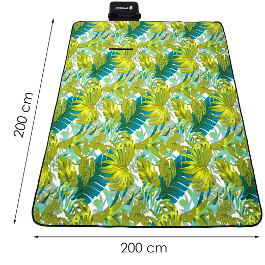 Koc plażowy piknikowy 200x200 cm na biwak mata zielona
