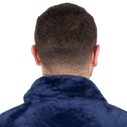 Szlafrok męski z polaru rozm. L/XL z paskiem granatowy