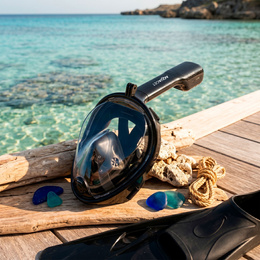 Maska do nurkowania L/XL pełnotwarzowa, z rurką, AntiFog, DryTop do snorkelingu regulowana