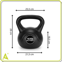 Kettlebell 14 kg odważnik, hantla do ćwiczeń ABS kula do treningu siłowego, czarny