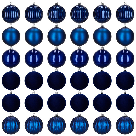 Bombki choinkowe 36 szt. zestaw dekoracji świątecznych, nietłukące, granatowe