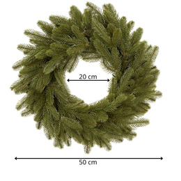 Wianek sztuczny, wieniec świąteczny, jodłowy 50 cm dekoracja na drzwi, stroik na stół 