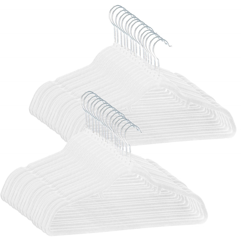Wieszaki welurowe na ubrania 30 szt. zestaw premium biały