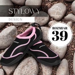 Buty do wody damskie rozm. 39 szybkoschnące buty na plażę, do pływania czarno-różowe