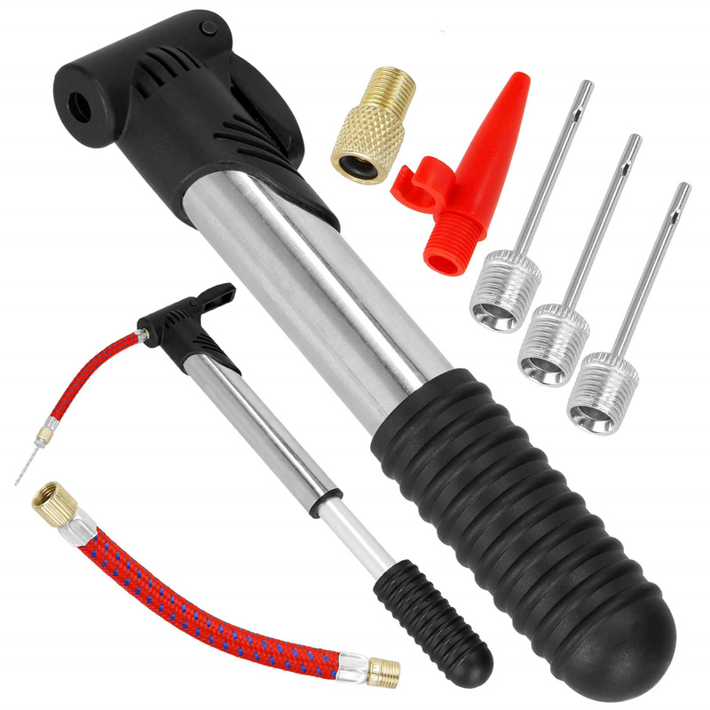 Pompka rowerowa 5w1 z akcesoriami mini z igłą i wężykiem