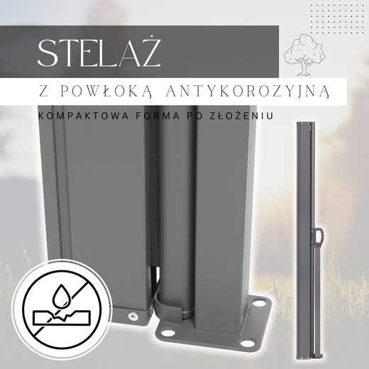 Markiza boczna na taras i balkon 250x160 cm osłona rozsuwana roleta grafitowa