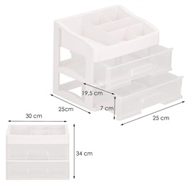 Organizer na kosmetyki 34x30x25cm mleczny pojemnik na biżuterię z przegródkami