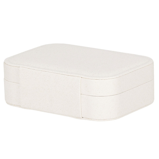 Szkatułka na biżuterię ekoskóra 16x11x5 cm kremowy z brokatem organizer z przegródkami
