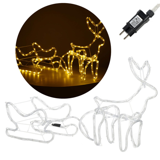 Renifer Led świąteczny z saniami 100 cm świetlna dekoracja biały ciepły