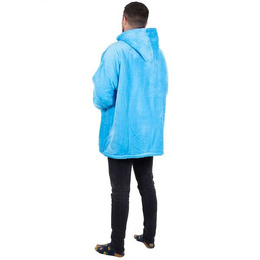 Kocobluza damska męska oversize koc bluza 2w1 z kapturem XXL ciepła morski niebieski