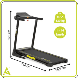 Bieżnia elektryczna, domowa 16 km/h z nachyleniem składana z aplikacją i czujnikami PRO