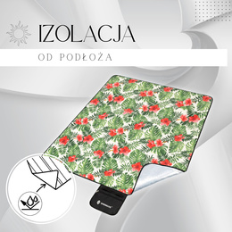 Koc plażowy piknikowy 200x200 cm mata egzotyczne rośliny