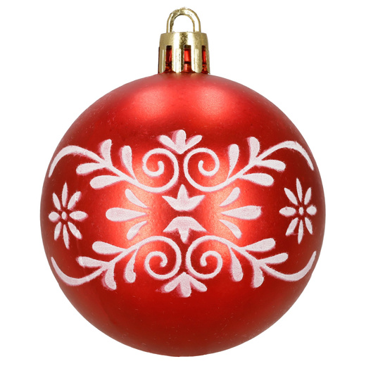 Bombki choinkowe 7 cm 12 szt. zestaw ozdoby świąteczne zdobione półmatowe, czerwone białe