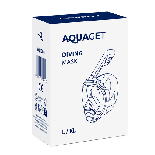 Maska do nurkowania L/XL pełnotwarzowa, z rurką, AntiFog, DryTop do snorkelingu regulowana