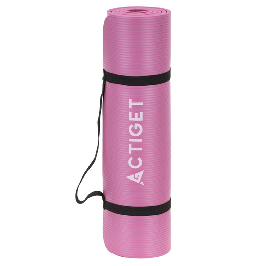 Mata do ćwiczeń 183x61 cm antypoślizgowa NBR do jogi, stretchingu z uchwytem różowa