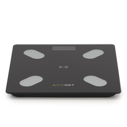 Waga łazienkowa, elektroniczna 180 kg szkło hartowane, LCD, z bluetooth, aplikacją czarna