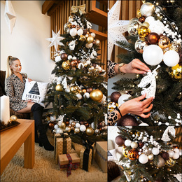 Bombki choinkowe 101 szt. ozdoby świąteczne zestaw z gwiazdą brązowe, rose gold