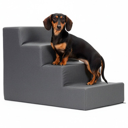 Schodki dla psa do łóżka 40 cm podest, rampa 4-stopniowa, miękkie schody ciemnoszare