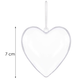 Bombki akrylowe 7cm serce plastikowe decoupage zestaw 10 szt.