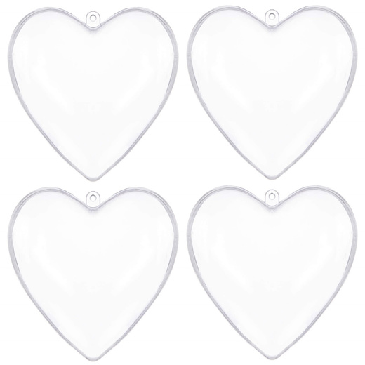 Bombki akrylowe 12cm serce plastikowe decoupage zestaw 4 szt.
