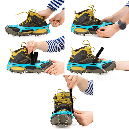 Raczki na buty stalowe antypoślizgowe turystyczne nakładki rozmiar 36-40 turkusowe