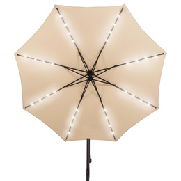 Parasol ogrodowy z oświetleniem led na wysięgniku 300 cm składany na balkon, taras ecru 
