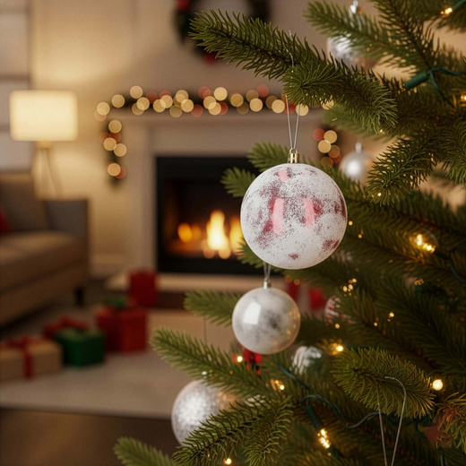 Bombki choinkowe 11 cm 12 szt. zestaw ozdoby świąteczne zdobione czerwone białe