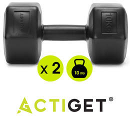 Ciężarki 2x10 kg hexagonalne do ćwiczeń fitness hantle zestaw 2 szt. czarne