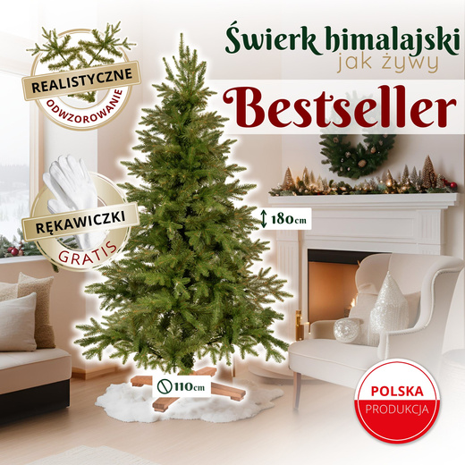 Choinka sztuczna 180 cm świerk himalajski jak żywy PE Royal Trees premium drzewko świąteczne