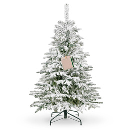 Choinka sztuczna 150 cm świerk kaukaski ośnieżony jak żywy, nowoczesny, ze stojakiem