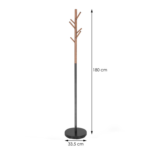 Wieszak na ubrania 180cm stojak podłogowy czarny, drewno