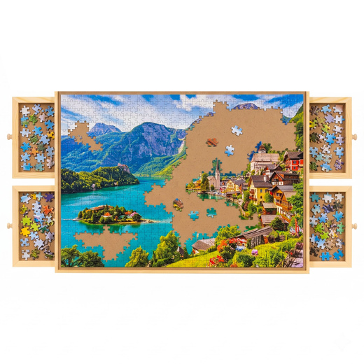 Tablica do układania na 1000 puzzli, 4 szuflady, mata, podkładka obrotowa