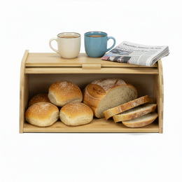 Chlebak bambusowy duży 38x28x18 cm zamykany szafka na pieczywo pojemnik z roletą