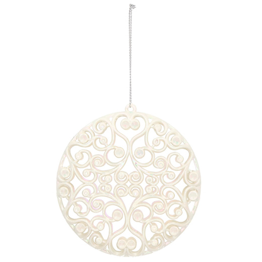 Zawieszka choinkowa kremowa okrągła dekoracja na choinkę 9 cm