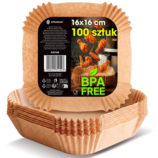 Wkłady papierowe do Airfryer 100 szt. tacki do frytkownicy beztłuszczowej 20 x 20 cm