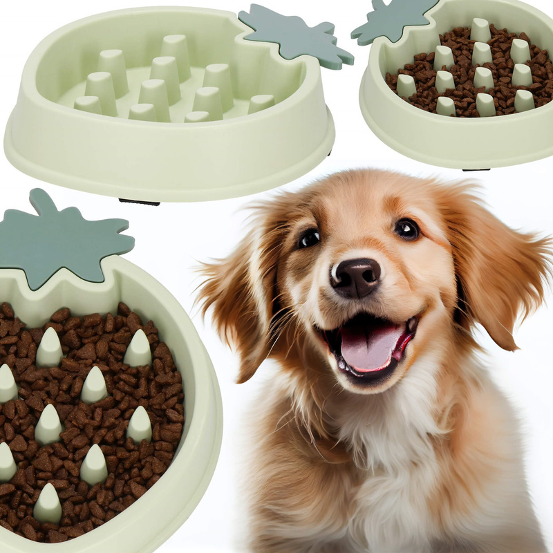 Miska spowalniająca jedzenie, dla psa i kota, antypoślizgowa z przegrodami jasnozielona