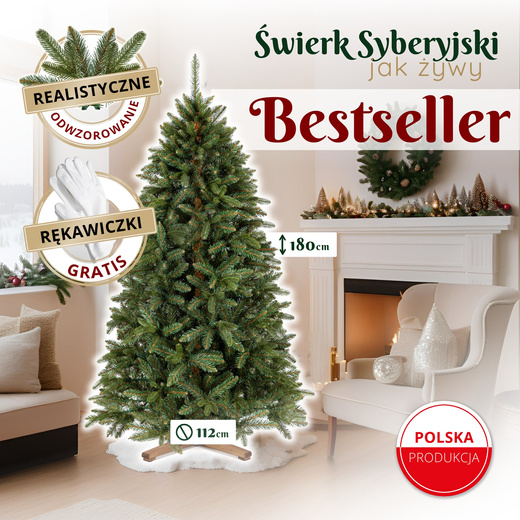 Choinka sztuczna 180 cm Premium Royal Trees świerk syberyjski z drewnianym stojakiem