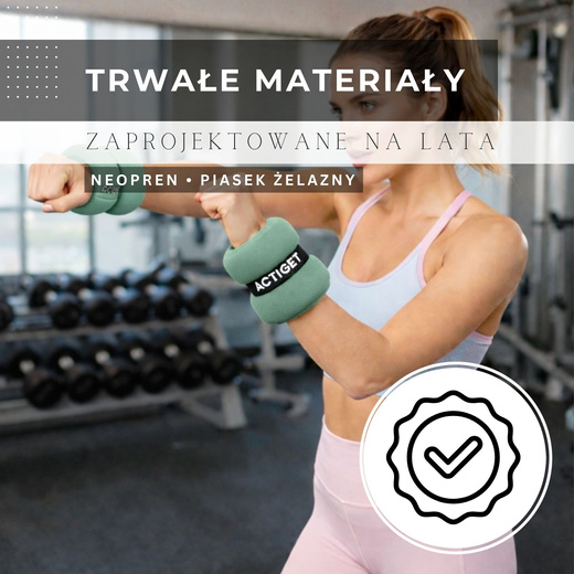 Obciążenia na ręce i nogi 2x1,5 kg do treningu fitness i cardio, miętowe
