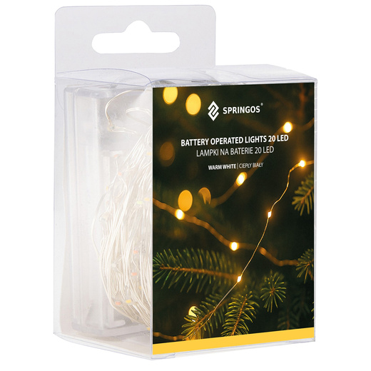 Lampki choinkowe 20 LED druciki mikro na baterie