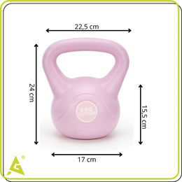 Kettlebell 8 kg odważnik, hantla do ćwiczeń ABS kula do treningu siłowego, różowa