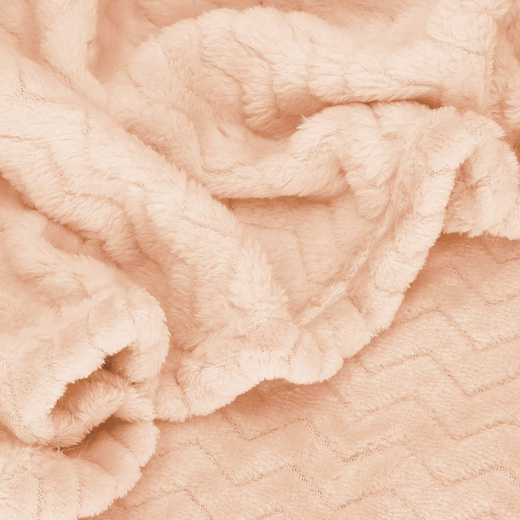 Narzuta na łóżko, pled 130x180 cm tłoczony zygzak, dwustronny koc na kanapę brzoskwiniowy