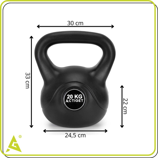 Kettlebell 20 kg odważnik, hantla do ćwiczeń ABS kula do treningu siłowego, czarny