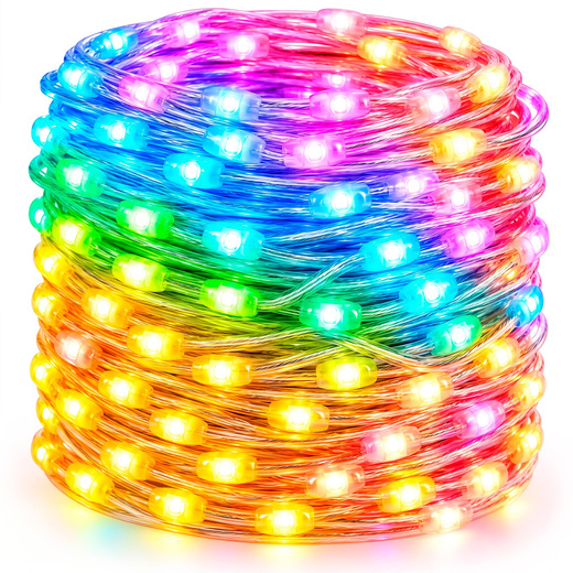 Lampki choinkowe zewnętrzne 100 LED 5 m Smart LED pilot, sterowanie Bluetooth IP44 multikolor