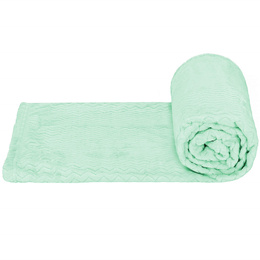 Narzuta na łóżko, pled 130x180 cm tłoczony zygzak, dwustronny koc na kanapę zielony