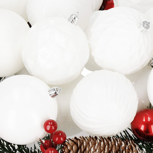 Bombki choinkowe 30 szt. biały 8cm zestaw choinkowy