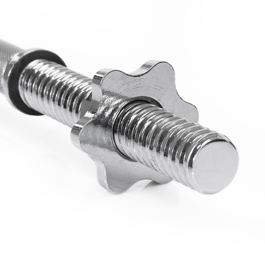 Gryf krótki 40 cm do hantli z zaciskami śr. 28 mm gwintowany, stal chromowana