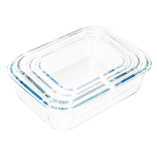 Pojemniki kuchenne na żywność z pokrywkami zestaw 4 szt. szklane, przeźroczysty