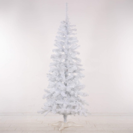 Choinka sztuczna jodła 220 cm nowoczesna drzewko świąteczne ze stojakiem, białe