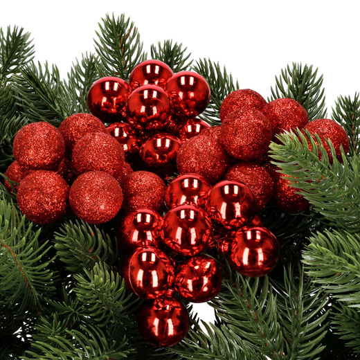 Bombki choinkowe 54 szt. zestaw ozdoby świąteczne na drucikach brokatowe matowe czerwone