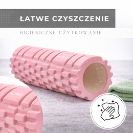 Wałek do masażu, średnio twardy, roller z wypustkami, różowy